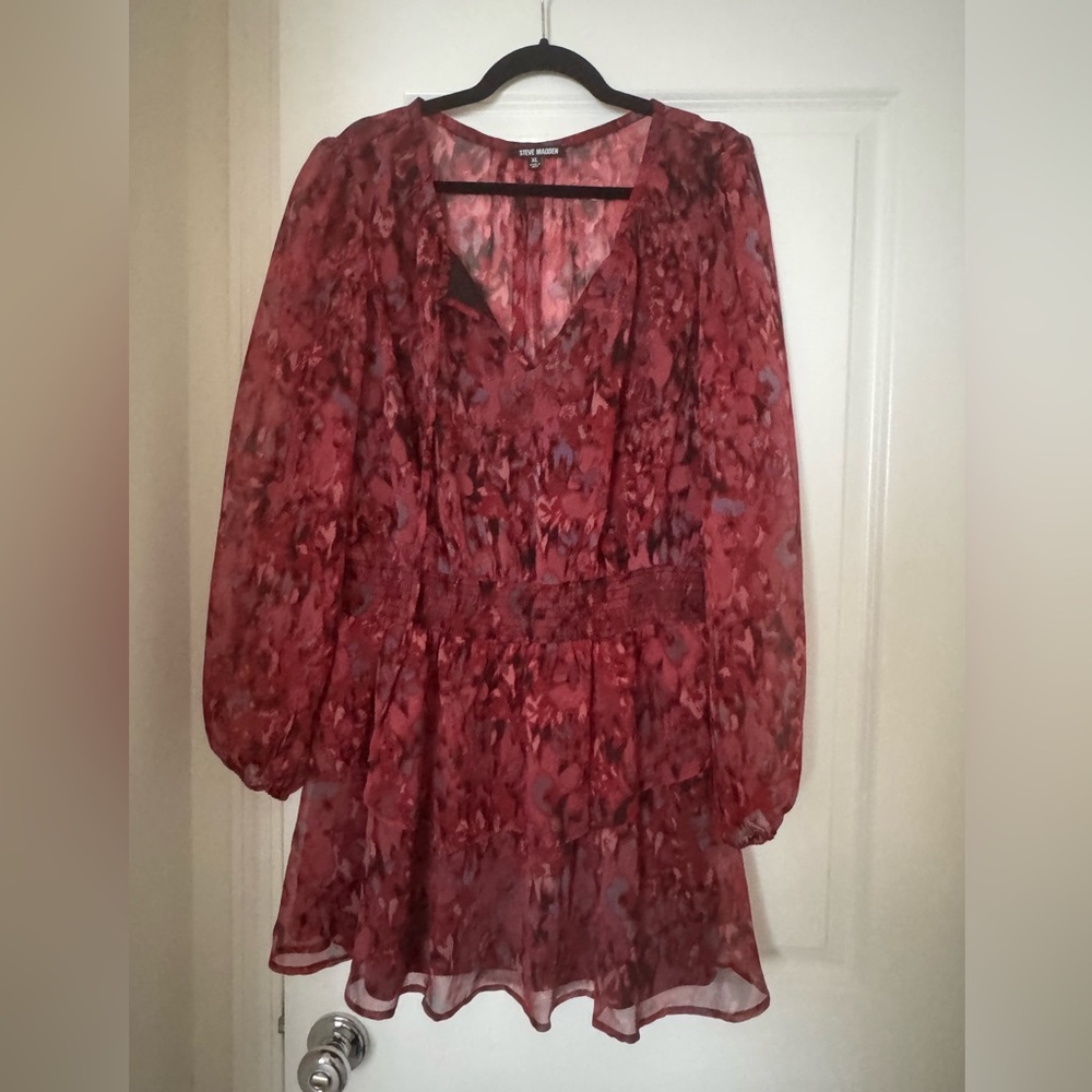 Elegant Red Floral Women's Dress